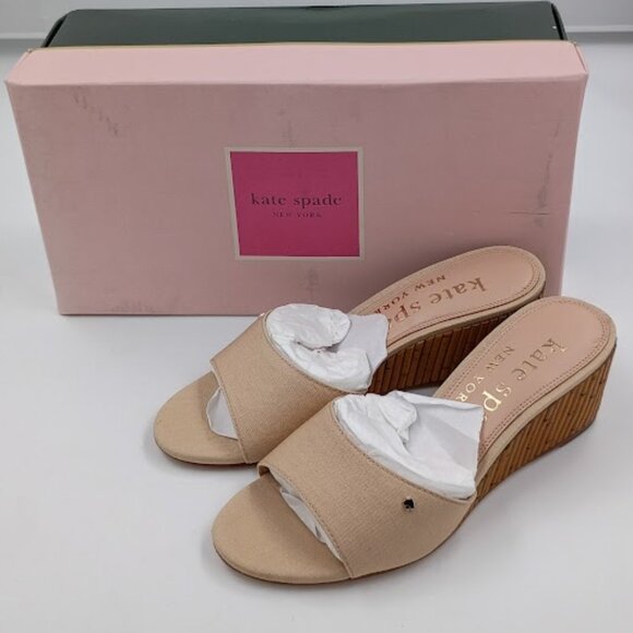 Kate Spade New York Meena Wedge Sandals Warm Stone, Women's Size 5 - Picture 1 of 6